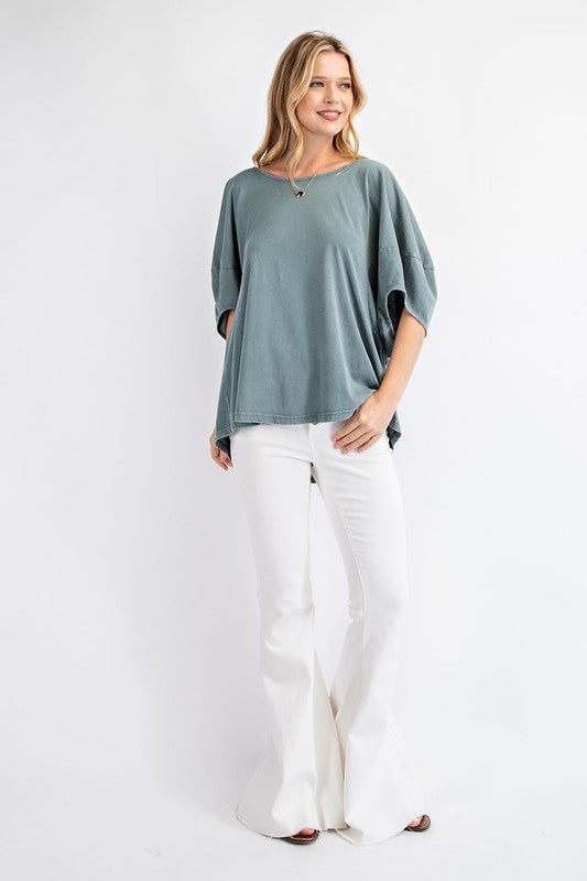 "Avery" Mineral Washed Dolman Top