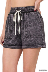 Last One! “Hallie" Mineral Washed Shorts - The Katie Grace Boutique