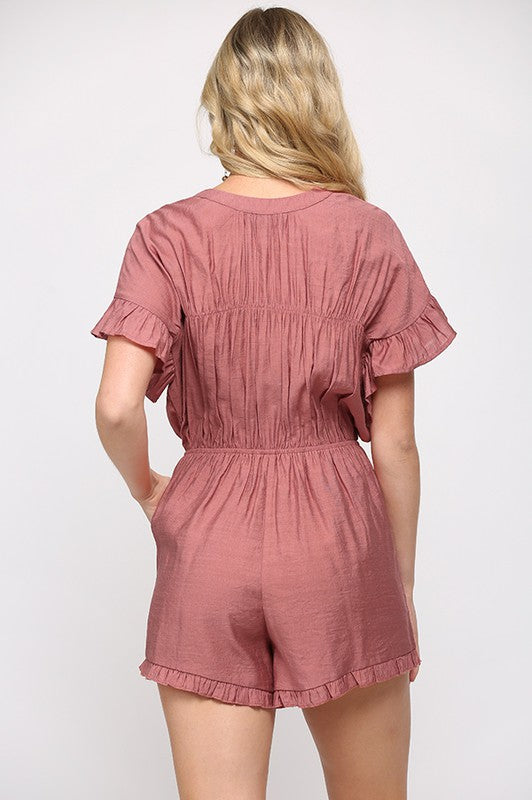 Last One! “Rina"Ruched  Romper