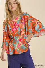 "Kelly" Floral Peplum Blouse - The Katie Grace Boutique
