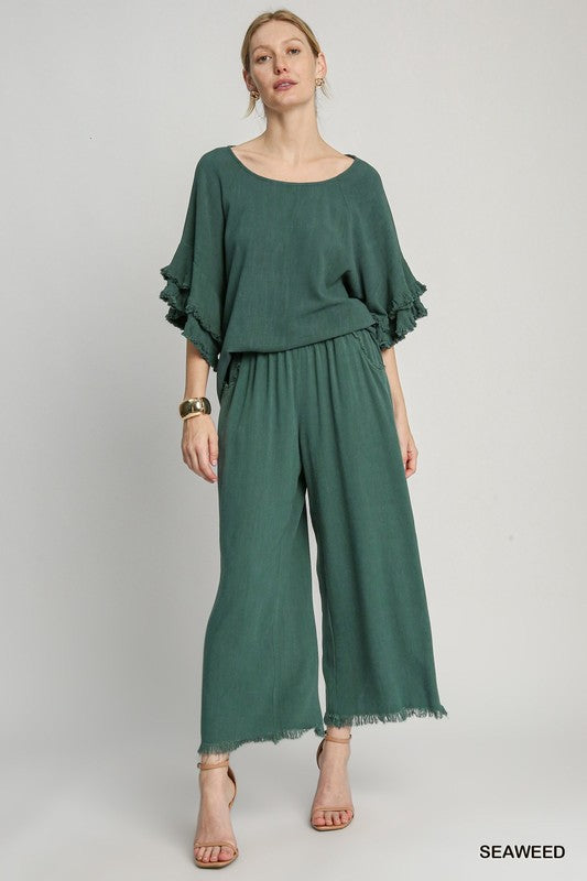 "Kelsi" Linen Blend Separates, Seaweed - The Katie Grace Boutique