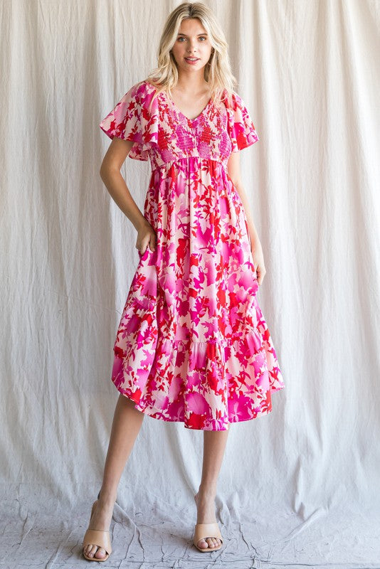 "Tiffany" Floral Midi Dress