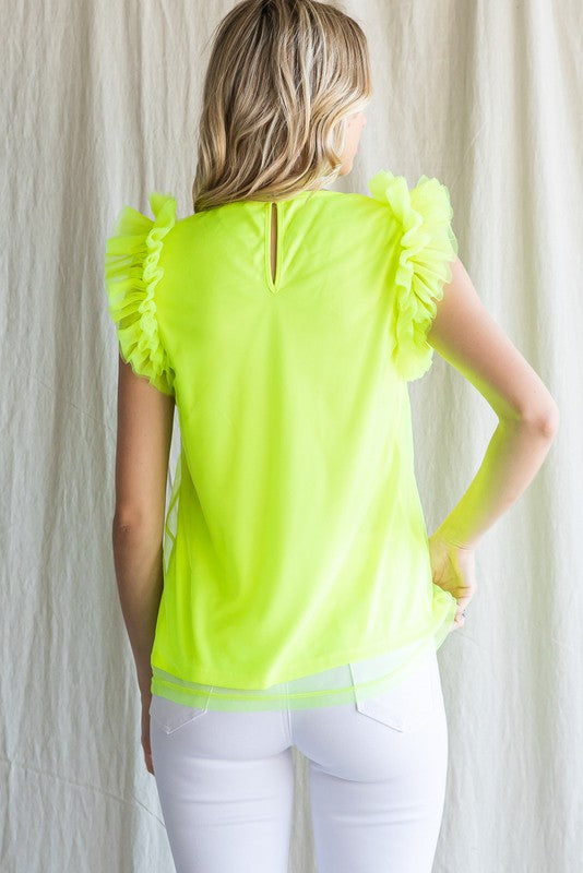 New Color! "Brinkley" Mesh Overlay Blouse