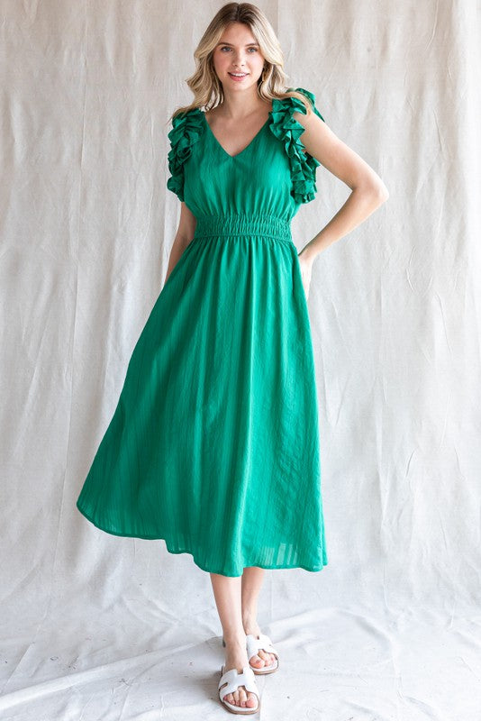 Last One! “Sloan" Pinstriped Midi Dress