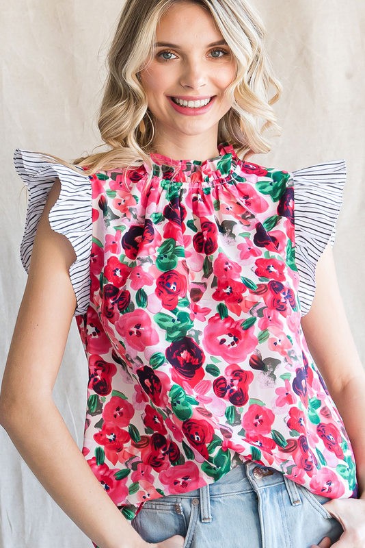 "Kristin" Floral Blouse - The Katie Grace Boutique