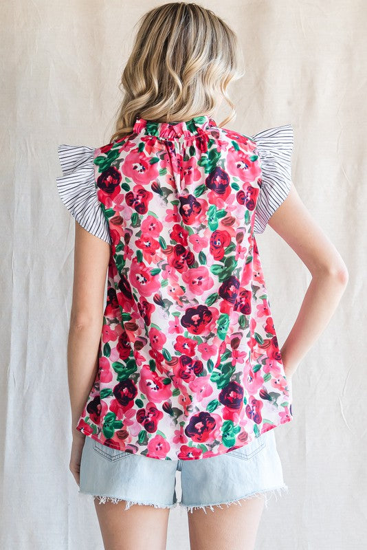 "Kristin" Floral Blouse - The Katie Grace Boutique