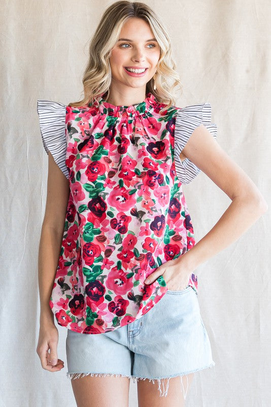 "Kristin" Floral Blouse - The Katie Grace Boutique