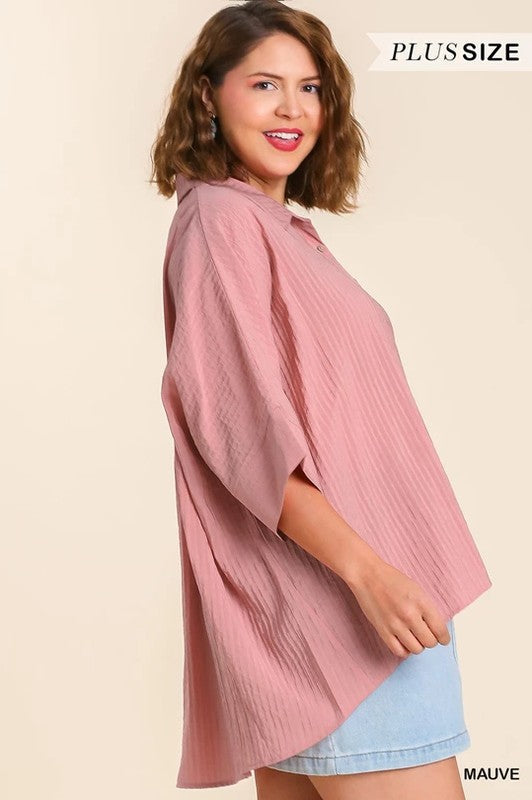 Last One! “Percy" Textured Blouse, Plus