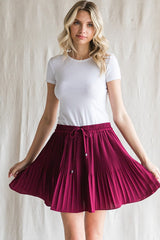 "Brooklyn" Pleated Skirt, Burgundy - The Katie Grace Boutique
