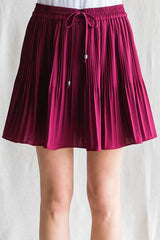 "Brooklyn" Pleated Skirt, Burgundy - The Katie Grace Boutique