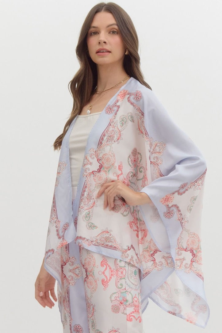 "Cassie" Scarf Print Kimono, 2 color - The Katie Grace Boutique