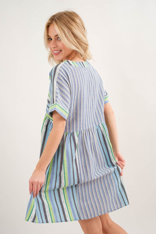 Last One! “Rachel" Multi Striped Dress
