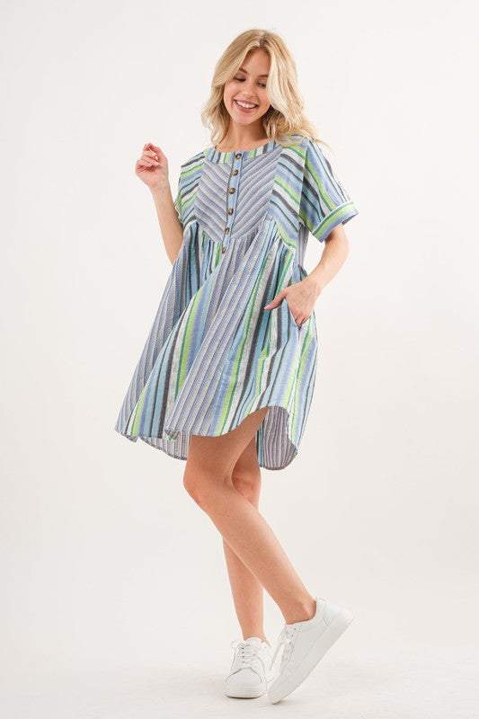 Last One! “Rachel" Multi Striped Dress