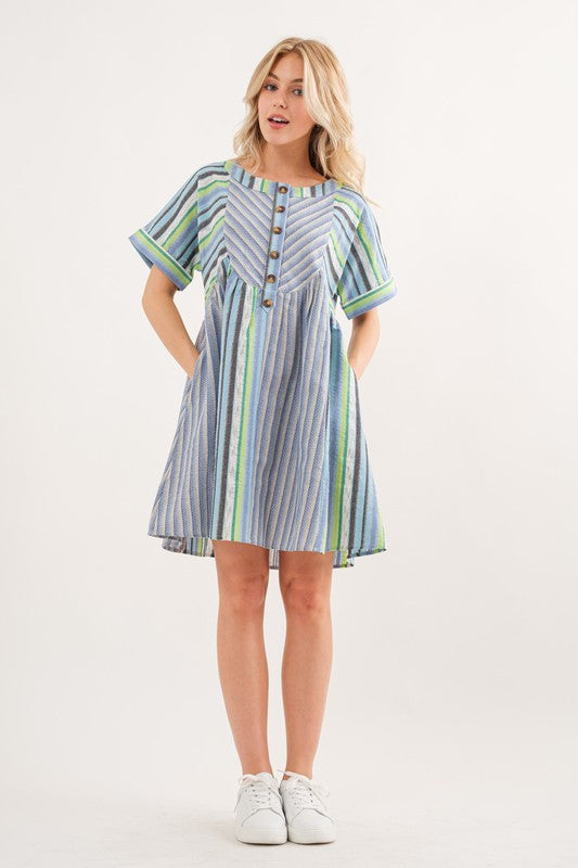 “Rachel" Multi Striped Dress