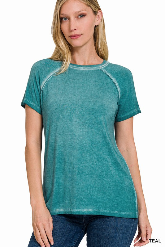 Last One! “Lilly" Short Sleeve Mineral Washed Tee