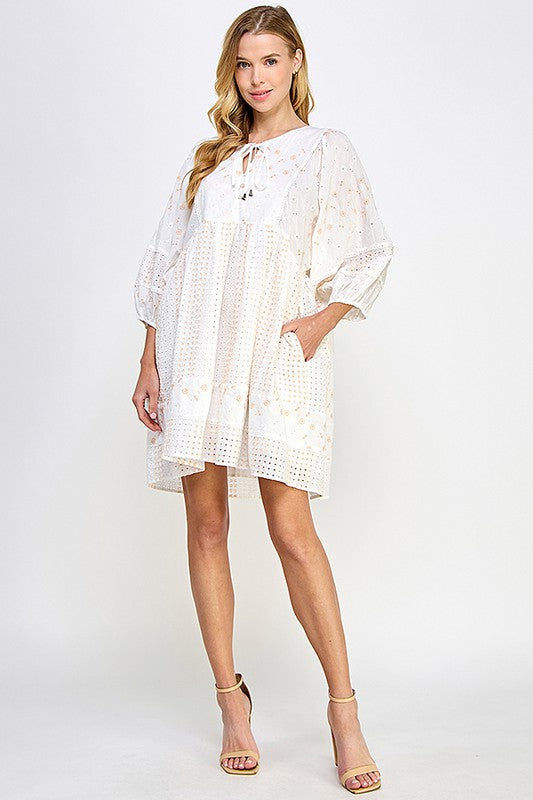 "Elise" Eyelet Embroidered Dress - The Katie Grace Boutique