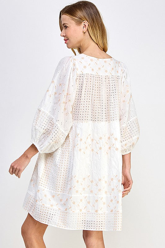 "Elise" Eyelet Embroidered Dress - The Katie Grace Boutique