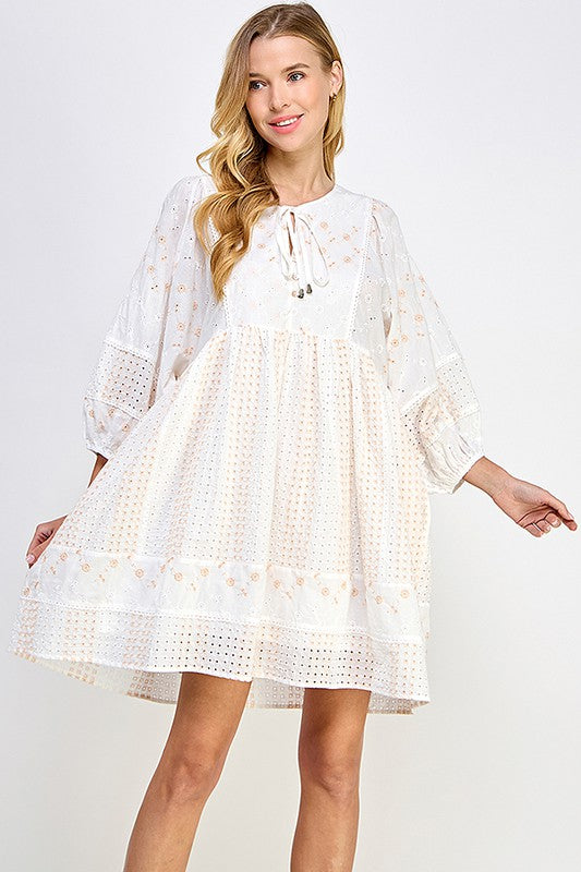 "Elise" Eyelet Embroidered Dress - The Katie Grace Boutique