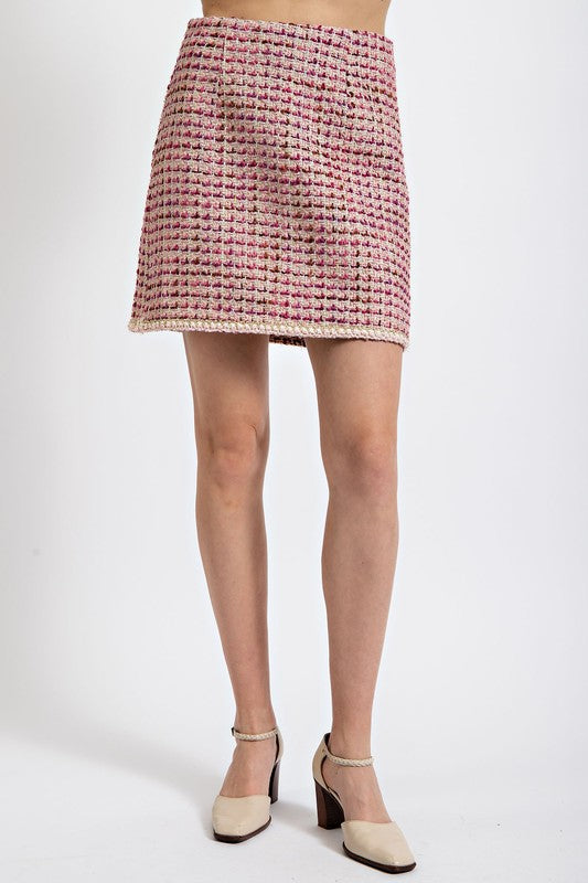 "Selena" Tweed Skirt, Black - The Katie Grace Boutique