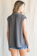 "Nora" V Neck Blouse - The Katie Grace Boutique
