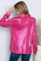 "Mariana" Metallic Button Down Blouse - The Katie Grace Boutique