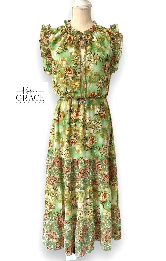 Last One! “Rosalie" Floral Midi Dress