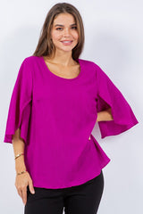 "Sasha" Tulip Sleeve Blouse - The Katie Grace Boutique