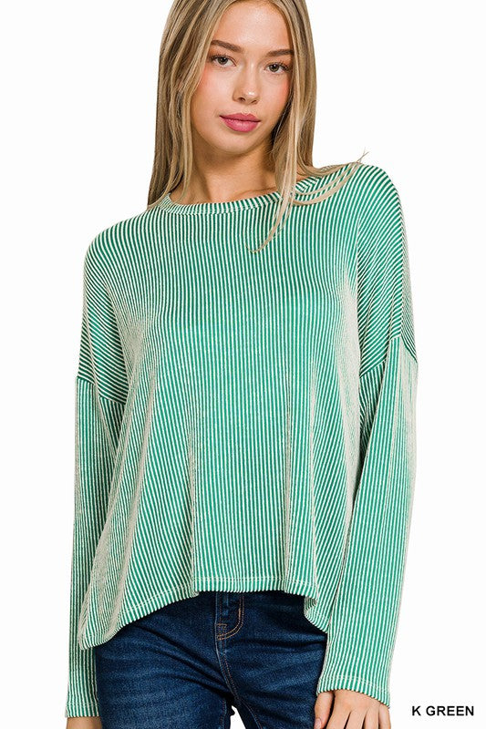 "Marcy" Striped Ribbed Top
