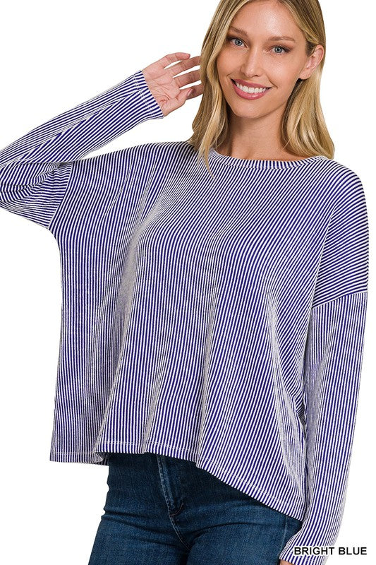 "Marcy" Striped Ribbed Top