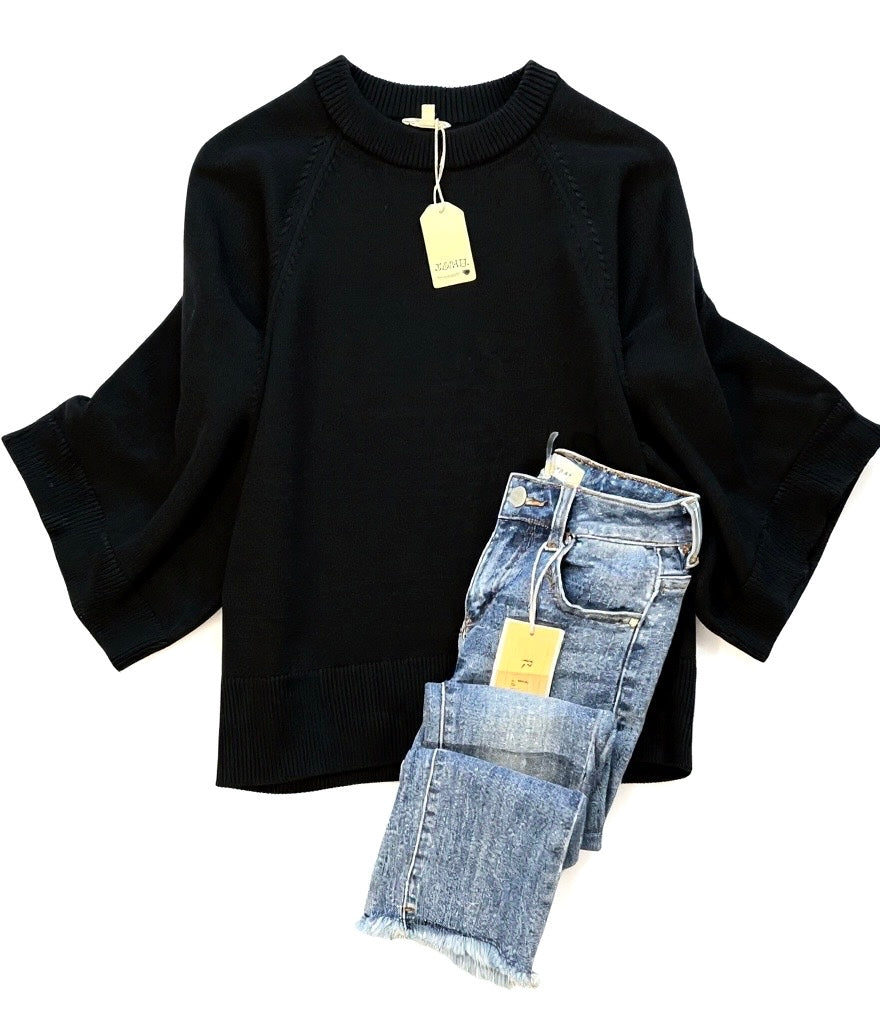 "Luna" Wide Sleeve Sweater - The Katie Grace Boutique