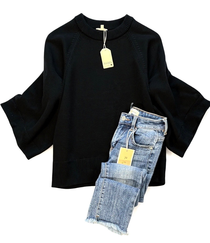 "Luna" Wide Sleeve Sweater - The Katie Grace Boutique