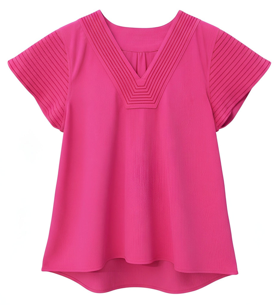 "Zoe" V Neck Blouse, Pink - The Katie Grace Boutique