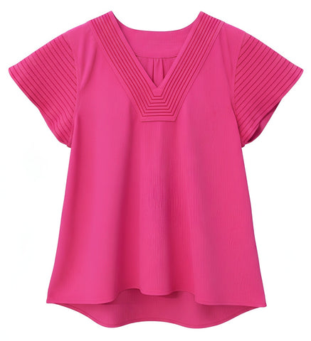 "Zoe" V Neck Blouse, Pink