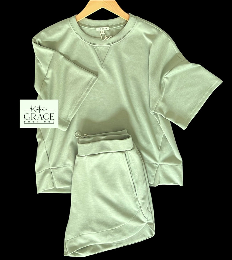 "Brynn" Luxe Matching Set, Sage - The Katie Grace Boutique