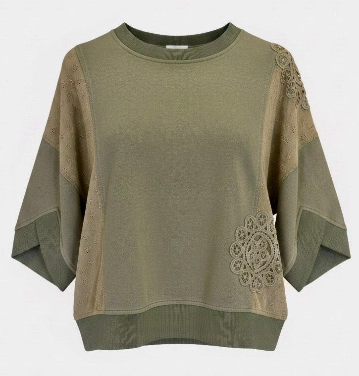 "Sally" Mineral  Washed Top, Olive