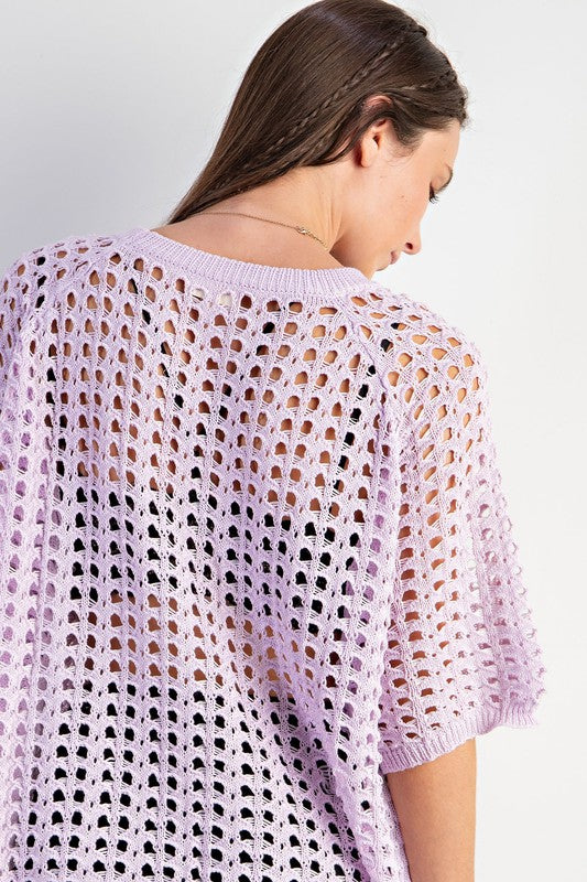 "Lianna" Crochet Short Sleeve Sweater