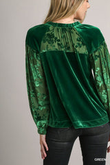 RESTOCKED!  "Brittani" Velvet Blouse - The Katie Grace Boutique