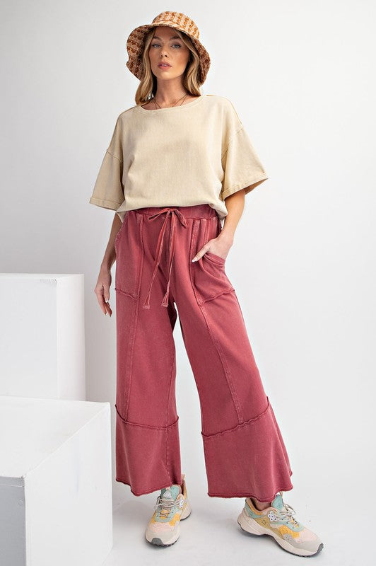 "Tina" Mineral Washed Wide Leg Pants - The Katie Grace Boutique