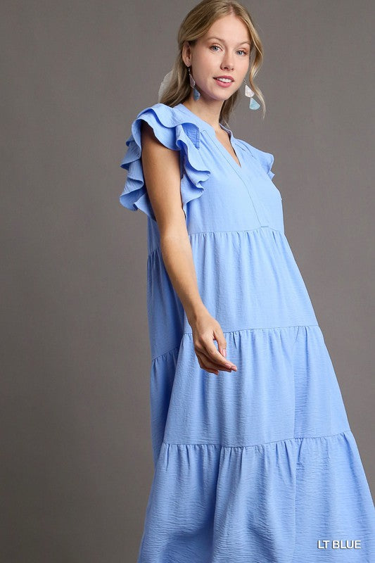 “Mindy" Ruffled Sleeve Dress