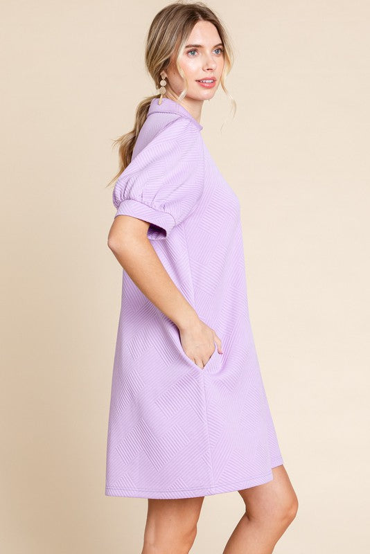 "Mallory" Textured Dress, Lavender - The Katie Grace Boutique