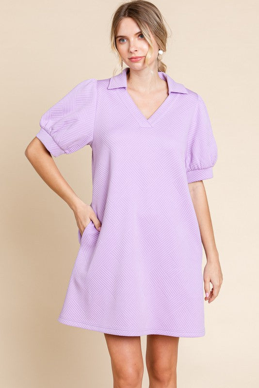 "Mallory" Textured Dress, Lavender - The Katie Grace Boutique