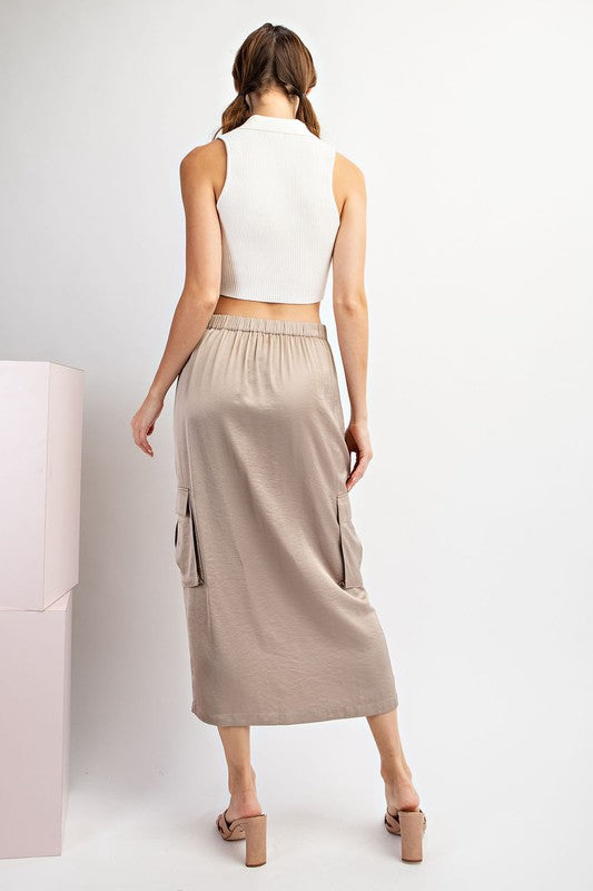 "Elise" Satin Cargo Skirt - The Katie Grace Boutique