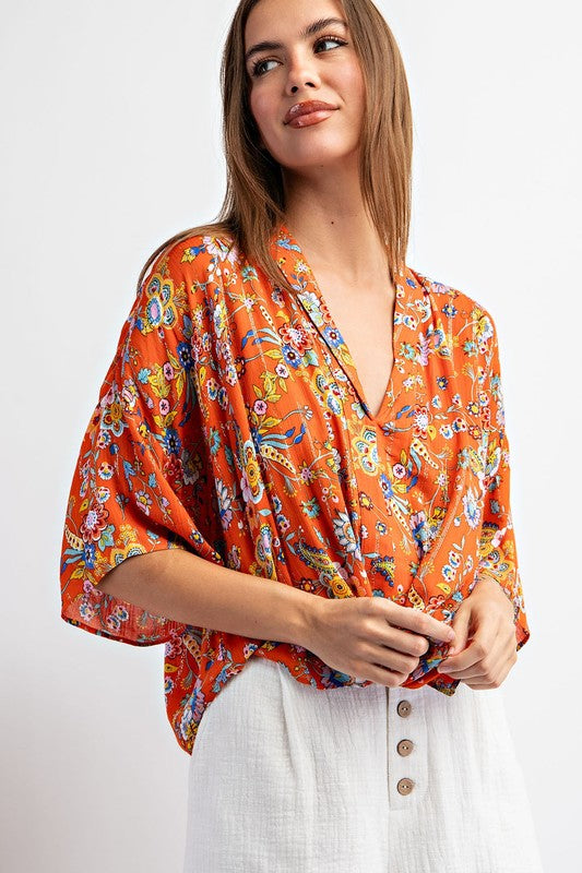 "Hailey" Floral Tie Blouse - The Katie Grace Boutique