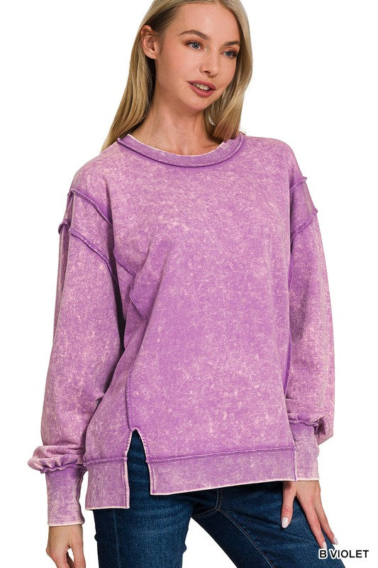 "Marla" Mineral Washed Pullover, 2 colors - The Katie Grace Boutique