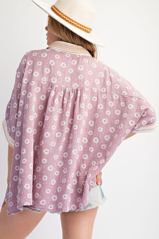 "McKayla" Oversized Floral Button Down - The Katie Grace Boutique