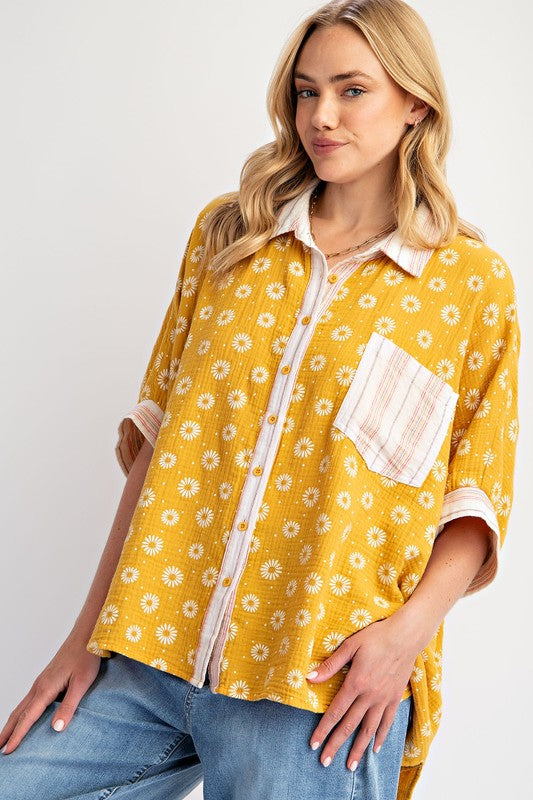 "McKayla" Oversized Floral Button Down - The Katie Grace Boutique