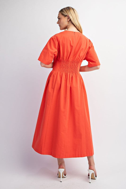 "Leanna" Pintuck Waist Dress - The Katie Grace Boutique