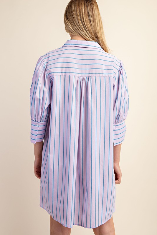 "Ginny" Striped Shirt Dress - The Katie Grace Boutique