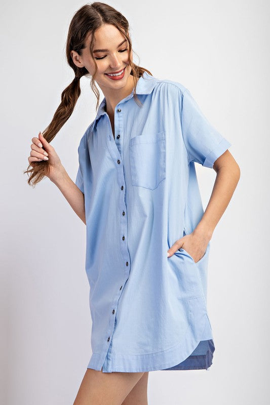 "Teresa" Poplin Cotton Shirt Dress - The Katie Grace Boutique