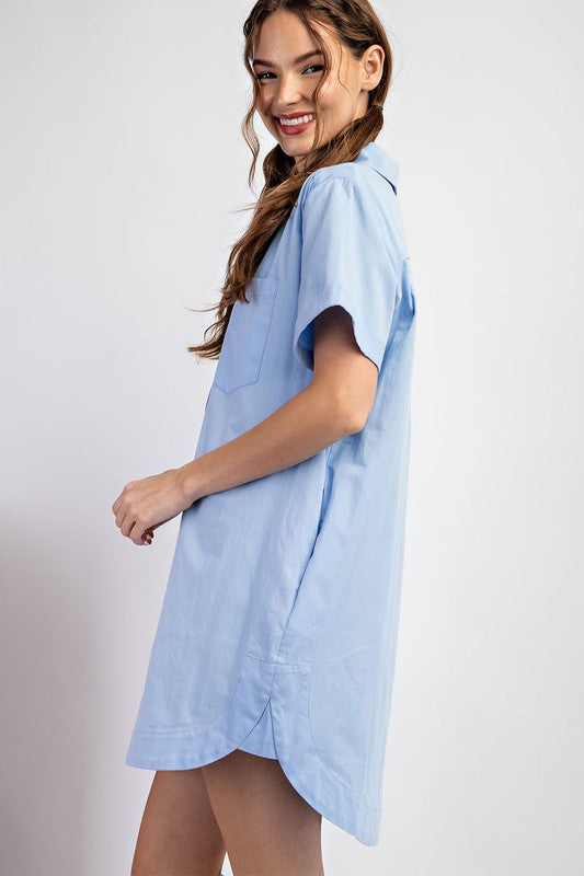 "Teresa" Poplin Cotton Shirt Dress - The Katie Grace Boutique